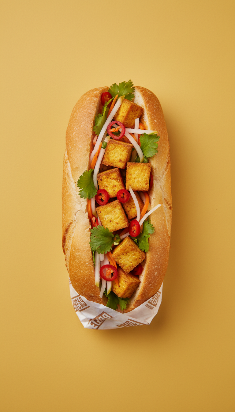 Tofu Banh Mi with Pickled Vegetables